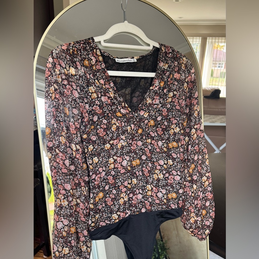 Abercrombie & Fitch Floral Bodysuit in Pink and Black